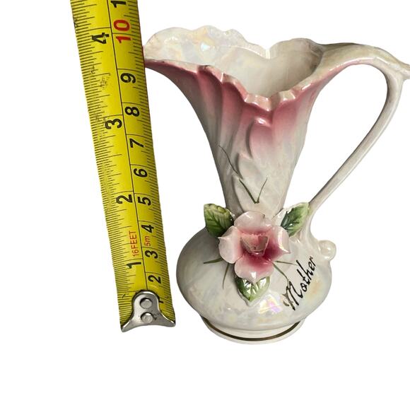 Vintage Norcrest Lustreware Bud Vase with Handle Flower Mother Iridescent - Picture 1 of 15